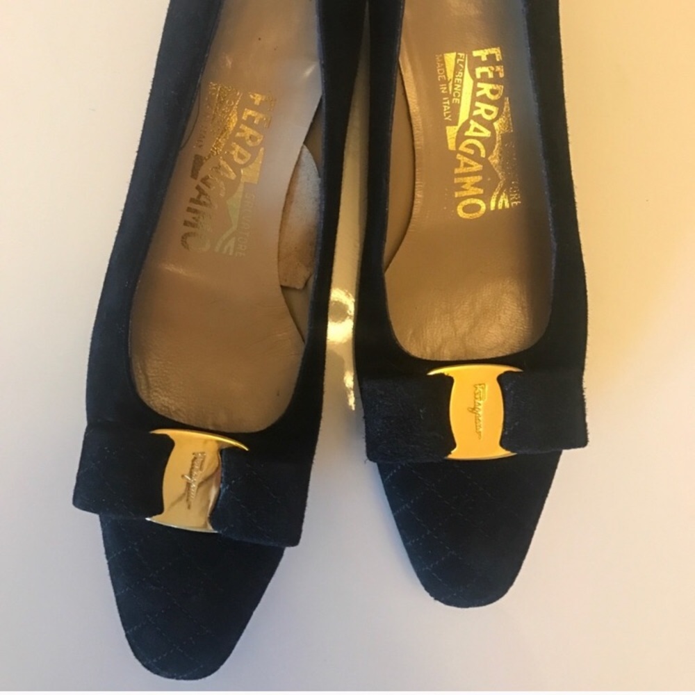 Salvatore Ferragamo black suede flats